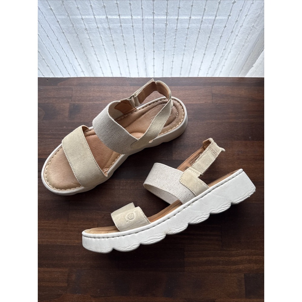 Born Patriotic Platform Slingback Suede Leather Sandal Tan Strappy 9